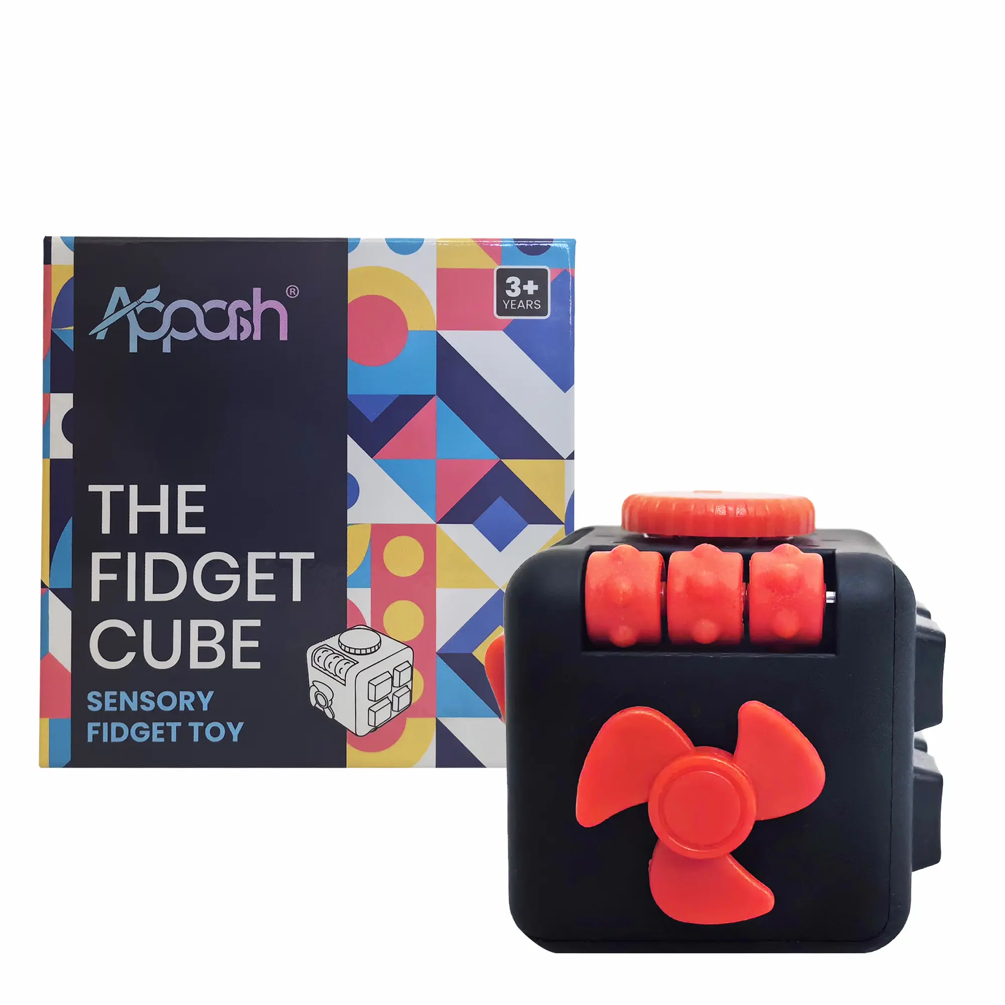 Appash Fidget Cube - 9-in-1 Sensory Desk Toy for ADHD Autism Anxiety [BlkRed]