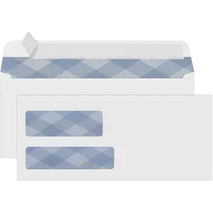 500 # 9 Double Window Security Envelopes, NO.9 Self Seal White Envelopes Designed for Invoices, QuickBooks, Business Statements & Documents - Number 9 Size 3 7/8 Inch X 8 7/8 Inch 24 LB