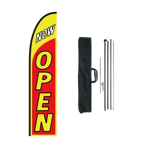 VEVOR Open Flag with Pole Kit,  Advertising Flag for Business Outside, Advertising Feather Flag Kit, Includes 1 Banner Flag, 1 Pole, 1 Ground Stake, Open Signs Swooper Flag for Businesses 16.3 FT Aluminum Lightweight