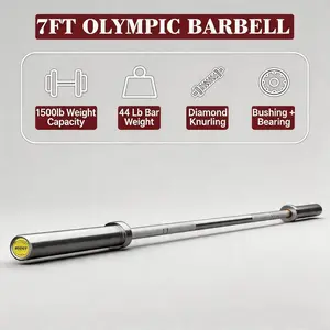 7FT Barbell 45lb, Weight Bar with Needle Bearings & Brass Bushings, 1500LBS Capacity, Strength Training Bar Fit 2" Standard Weights for Home Gym Weightlifting Powerlifting