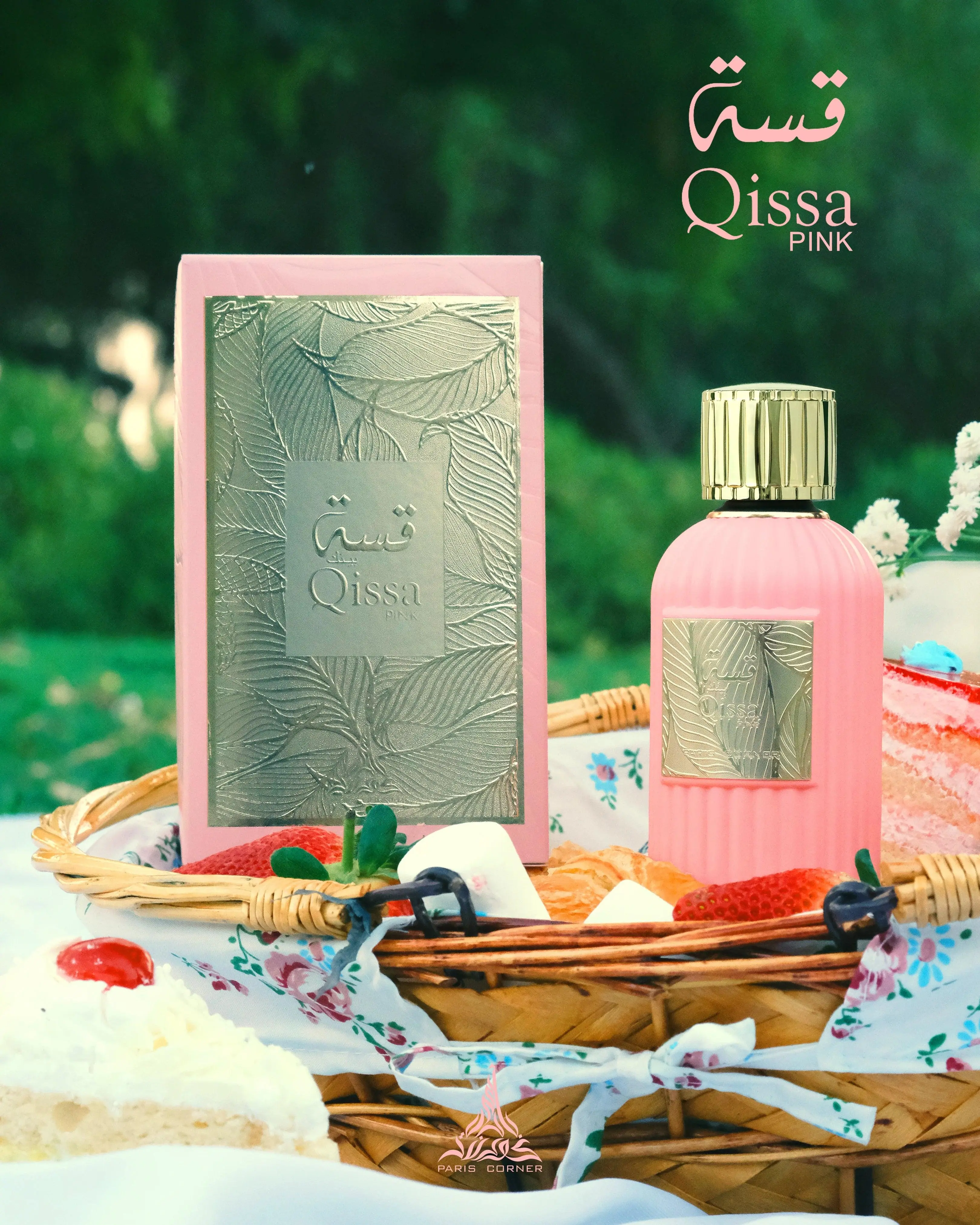 Paris Corner Qissa Pink EDP for Women, Floral Scented Fruity Perfume with Sweet Notes & Woody Base of Vanilla, Sandalwood, 100ml (3.4 oz), Elegant Fragrance, Floral Scented Perfume, Pink Perfumes