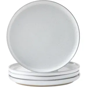 Ceramic Dinner Plates Set of 4,Stoneware 10 Inch,Microwave,Dishwasher and Oven Safe,Porcelain Dessert Plates for Pasta,Salad and Steak,Dishes Set for Kitchen,Scratch Resistant,White