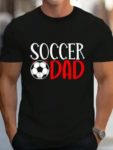 100% Cotton Soccer DAD Football Lover Father's Day T-Shirt Women's Men's Graphic Tee Crew Neck summer vacation Tops