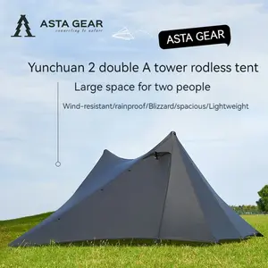 Static Cloud 2 Dual-Sided Silicone Coated Twin Tent, Ultra-Light Waterproof Windproof Pyramid Tent, No-Pole Design, 15D