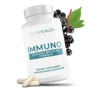 Immuno Immunity Boosting Supplement by PUREHEALTH RESEARCH - Immune Defense and Immunity Vitamins - with Elderberry, Echinacea, Zinc, Vitamin C & More - for Peak Immune Support and Cellular Nutrition, 60 Capsules Dietary Healthcare