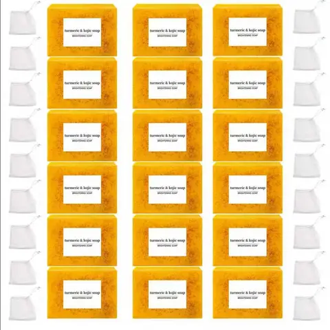 backtoschool 18PCS Lemon Turmeric & Kojic Acid Brightening Soap - Dark Spot Remover, Even Skin Tone Cleanser for Face & Body