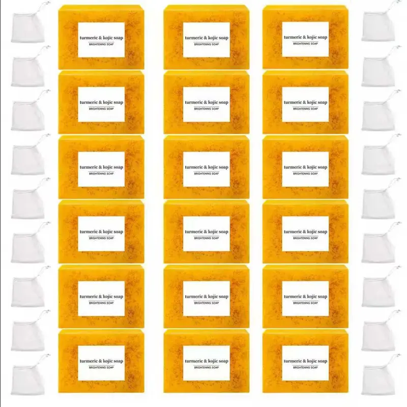 backtoschool 18PCS Lemon Turmeric & Kojic Acid Brightening Soap - Dark Spot Remover, Even Skin Tone Cleanser for Face & Body