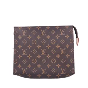 Pre-owned Louis Vuitton Coated Canvas Clutch Brown Monogram 19303858 HZ