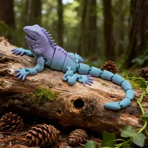 3D Printed Realistic Multicolor Lizard Figurine Movable Joints Mini Desktop Decor Model