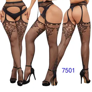 2-Pack Multiple Styles Fishnet Stockings Tights High Waist Lace Suspender Pantyhose Soft