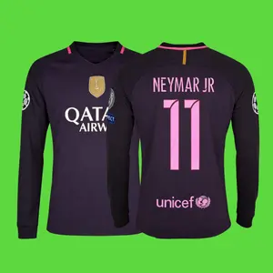 2016 17 Retro Away Purple Home White No.11 Neymar Long Sleeved Short Sleeved Soccer Jersey Top