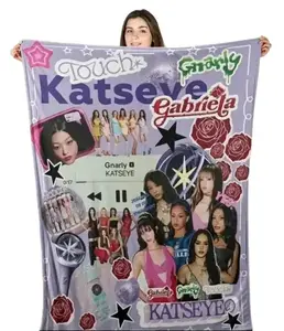 Katseye Beautiful Chaos Tour Blanket Ultra Soft Flannel Fleece Plush Cozy Warm Lightweight HD Print Bedroom Couch Sofa Home Throw Decor Birthday Christmas Gift for Kpop Fans Teens Women Men Girls Aesthetic Merch Style