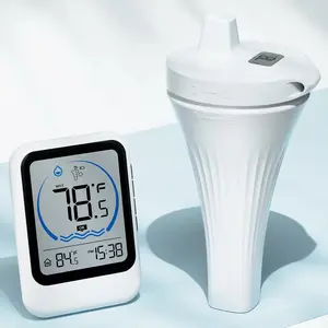 Pool Thermometer with LCD Display, Pool Thermometer Floating Easy Read, IPX8 Waterproof Temperature Monitor for Hot Tub, Ice Bath, Aquarium, Fish Tank, Pond