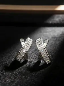 Silver Color Cross Design Stud Earrings, Elegant Rhinestone Jewelry, Versatile High-End Accessory, Perfect for Any Occasion