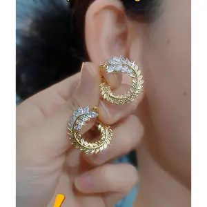 LisiZen New Arrival Premium Leaf Marquise Wheat Ear Earrings, Unique Leaf Design, Exquisite European & American Style, Niche Fashion DZEH4916