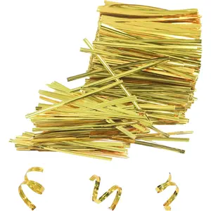 4 Inches Twist Ties for Bags,800pcs Twist Ties for Plastic Bags,Reusable Bread ties,Gold Twist Ties,Twisty Ties for Candy Bags, Coffee Bags, Snacks, Cake Pops, Party Supplies (A-golden)