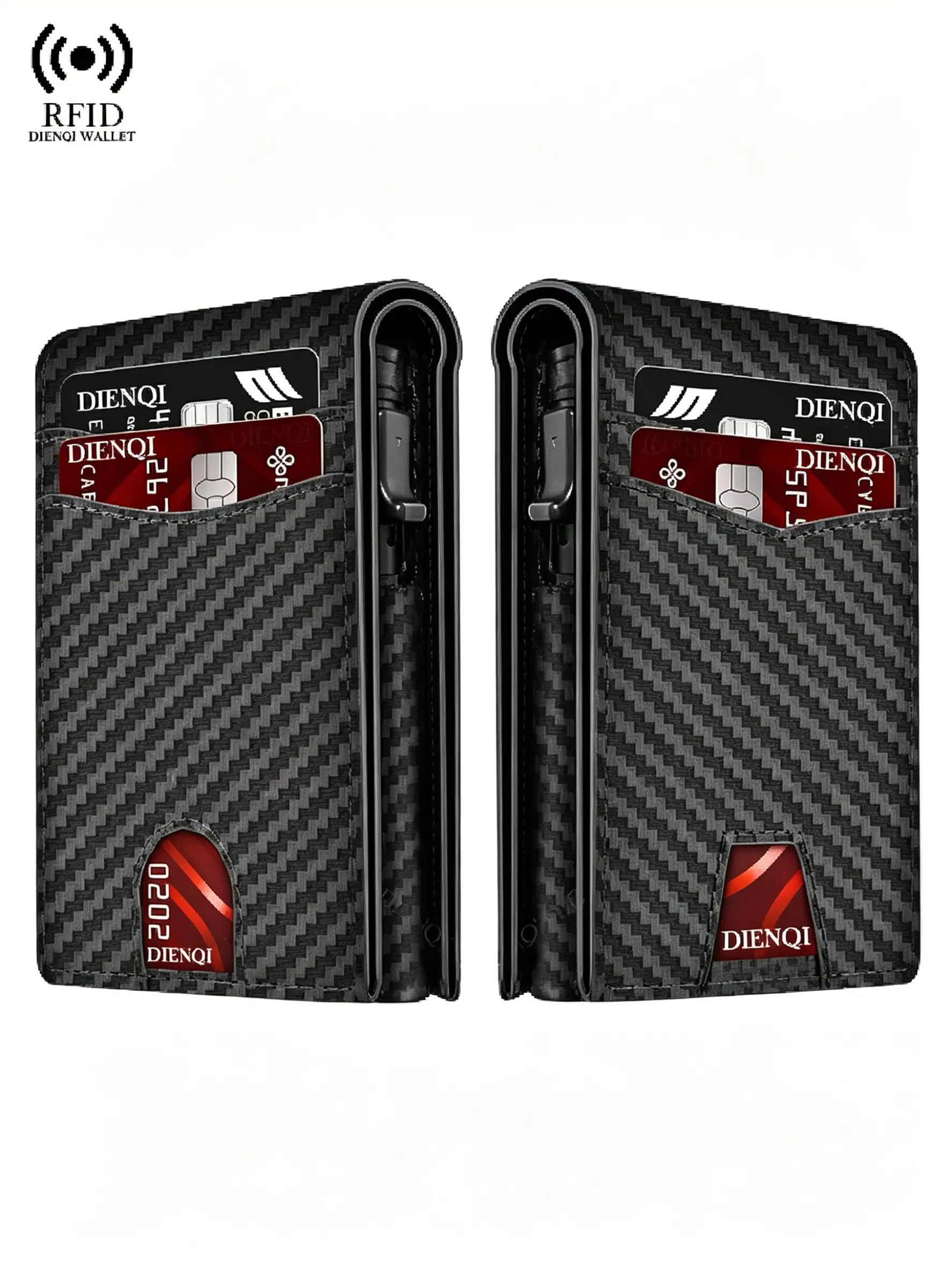 Minimalist RFID Blocking Carbon Fiber Bank Credit Card Holder, RFID Theft Proof, RFID Card Slots, Smart Pop Up Wallet for Men, Business Wallet Gift, All Seasons Casual Style, Secure Card Storage
