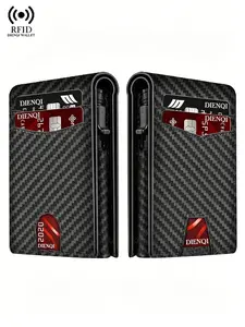 Minimalist RFID Blocking Carbon Fiber Bank Credit Card Holder, Smart Pop Up Wallet for Men, Business Wallet Gift, All Seasons Casual Style