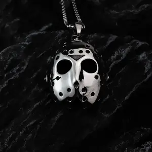 Vintage Friday the 13th Jason Mask Pendant Necklace High-End Stainless Steel Horror Jewelry for Men & Women Bold Statement Piece Retro Inspired daily gift unique design chain  necklace  collar special version viking  necklace free gift