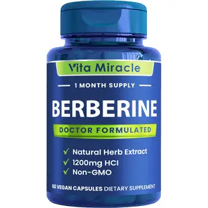 Berberine Supplement 1200mg - Pure Berberine HCL Organic 97% Tested Super Purity - Best All Natural Non-GMO Supplements for Women and Men - Compare This 1200 mg to Others 500mg Or 1000mg Capsules