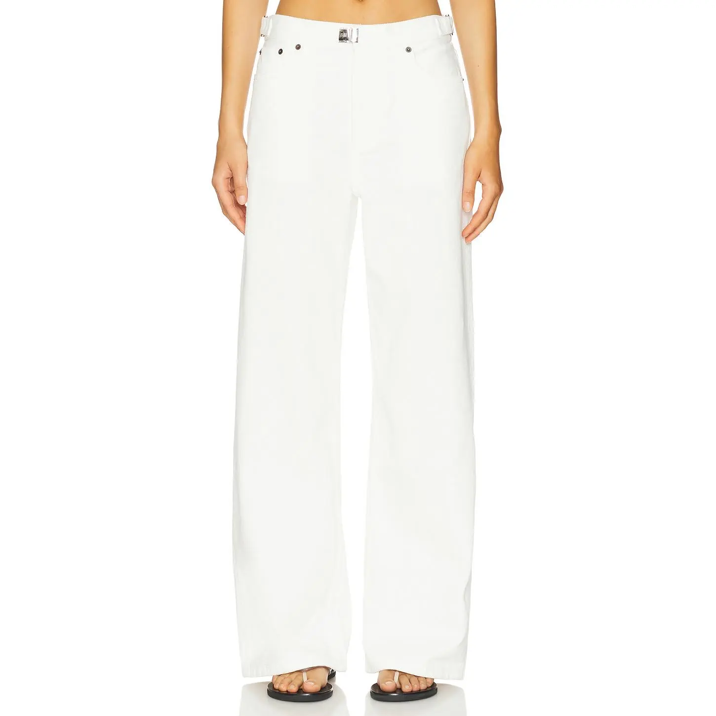 Still Here Buckle Wide Leg Jeans in Milk