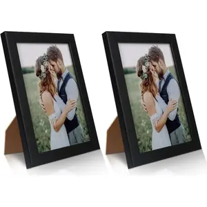 2 Pack 5x7 Picture Frame, Black for Wall and Tabletop Display, Resistant Plastic With Clear Plexiglass for Vertical or Horizontal Display