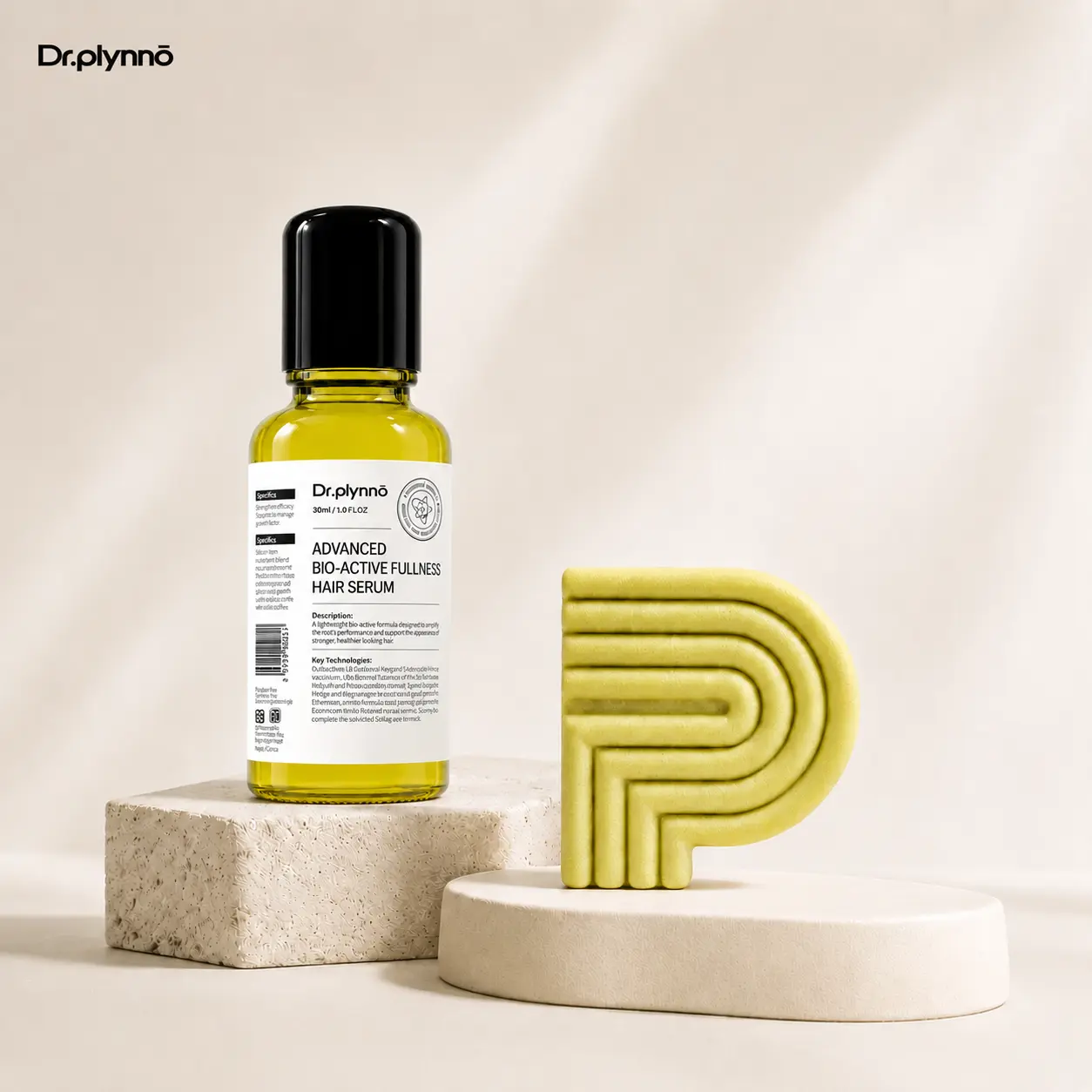 Dr.plynno  Strengthening Set | Clear Quartz  Serum & Botanical Shampoo Bar | Rosemary, Caffeine, Saw Palmetto & Rice Water | For Thinning-Looking  & Fuller-Looking Volume | Vegan & Cruelty-Free scalp