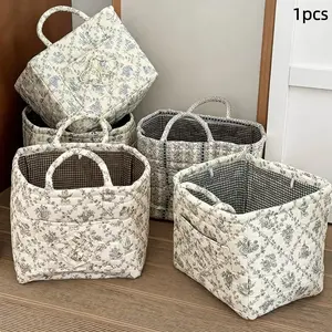 Floral Pattern Storage Basket, Portable Underwear and Small Items Organizer, Multi-Functional Home Organization Basket for Bathroom, Bedroom, Office