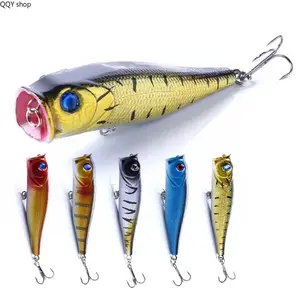 5Pcs Topwater Popper Fishing Lures, 3.54 Inch 0.494oz Floating Hard Bait, fishing bait lures girlRealistic Swimbait Lure Kit, Durable Saltwater Freshwater Fishing Tackle Accessories for Outdoor Angling