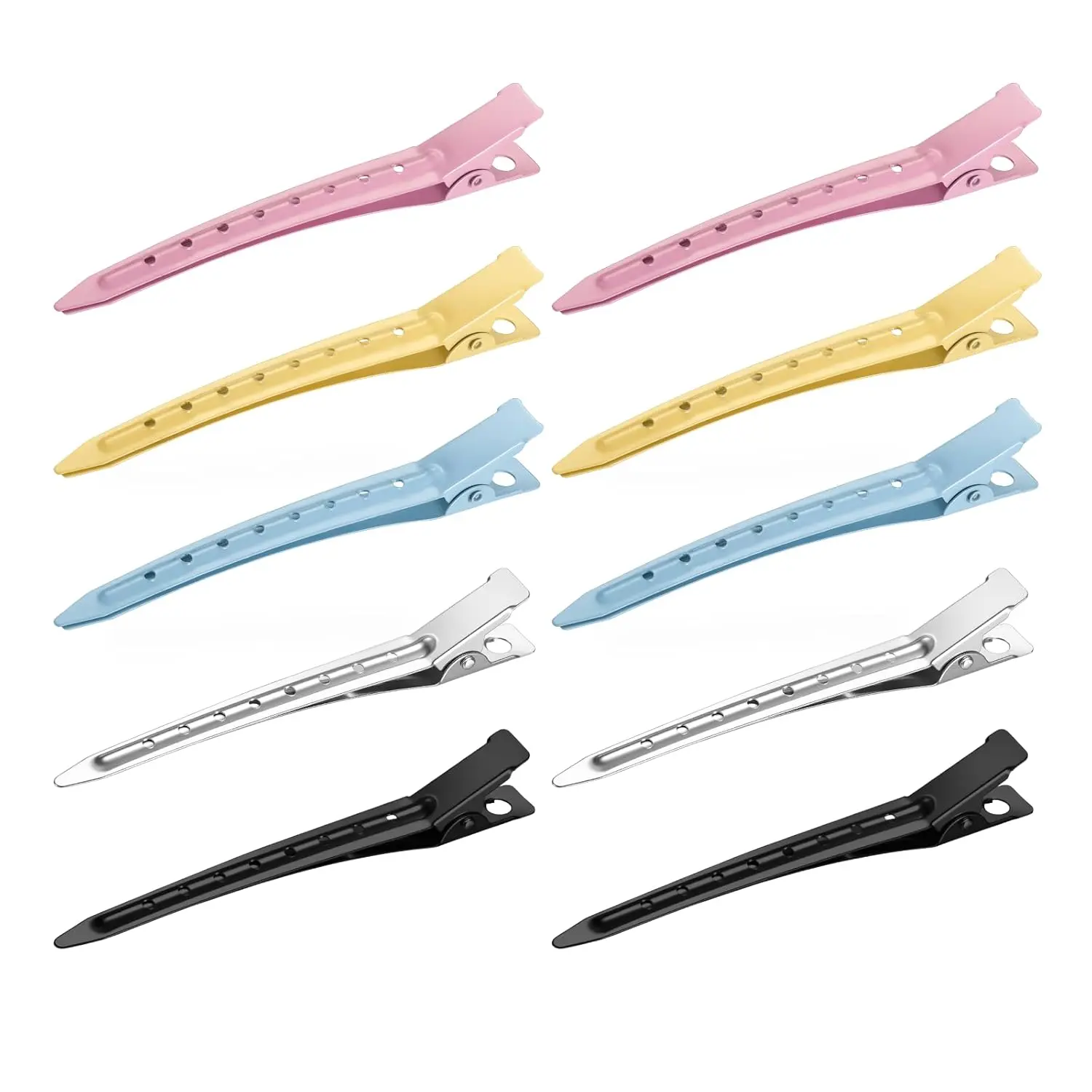 40 count Duck Bill Clips, 3.5 Inch Hair Clips for Women, Rustproof Metal  Curl Clip with Holes for Hair Styling, Coloring, Salon Use for Thick Hair & Thin Hair, Mixed Color
