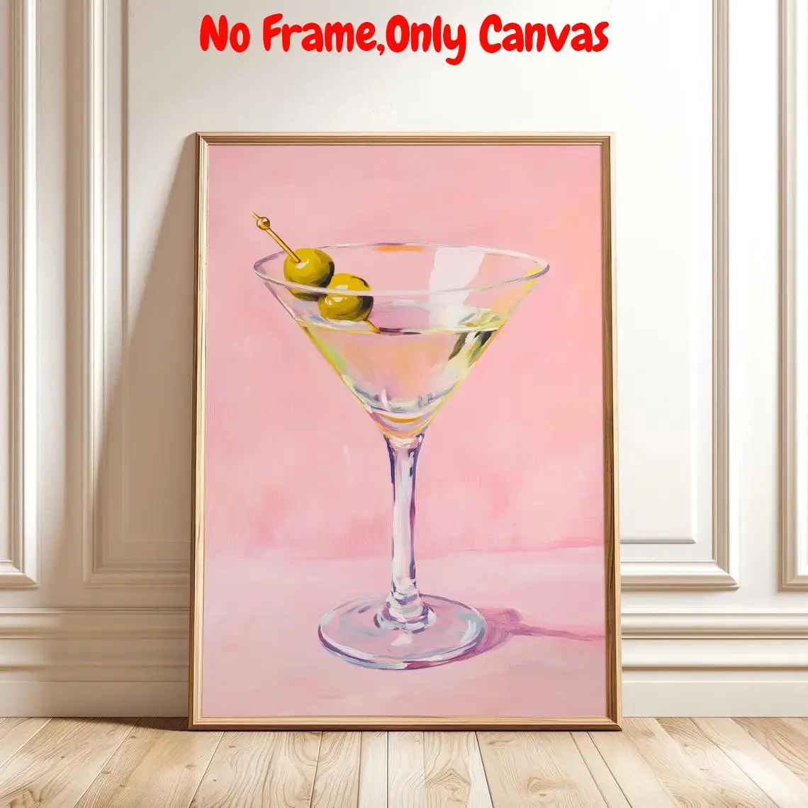 Martini Cocktail Pattern Unframed Canvas Art Painting, Vintage Cocktail Poster, Wall Art for Home Living Room Bedroom Bar Decor, Home Decor, Ornaments
