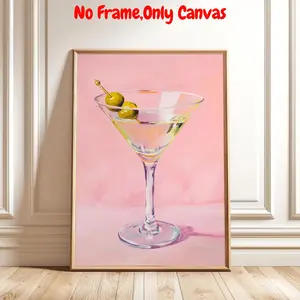 Martini Cocktail Pattern Unframed Painting, Vintage Cocktail Poster, Wall Art for Home Living Room Bedroom Bar Decor, Home Decor, Ornaments