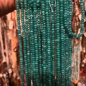 4mm Gemstone Donut Beads - Green Color Beads as Shown in the Image