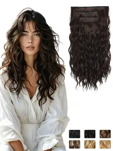 KAIRIYA 12 Inch Wavy Clip-in Hair Extensions, Gorgeous Fluffy Wigs for Women, Synthetic Hair Extensions for Party, Daily Use