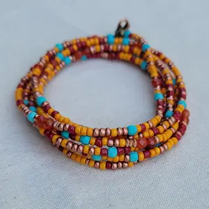 Desert Sunrise Wrap Bracelet – Turquoise, Carnelian & Copper