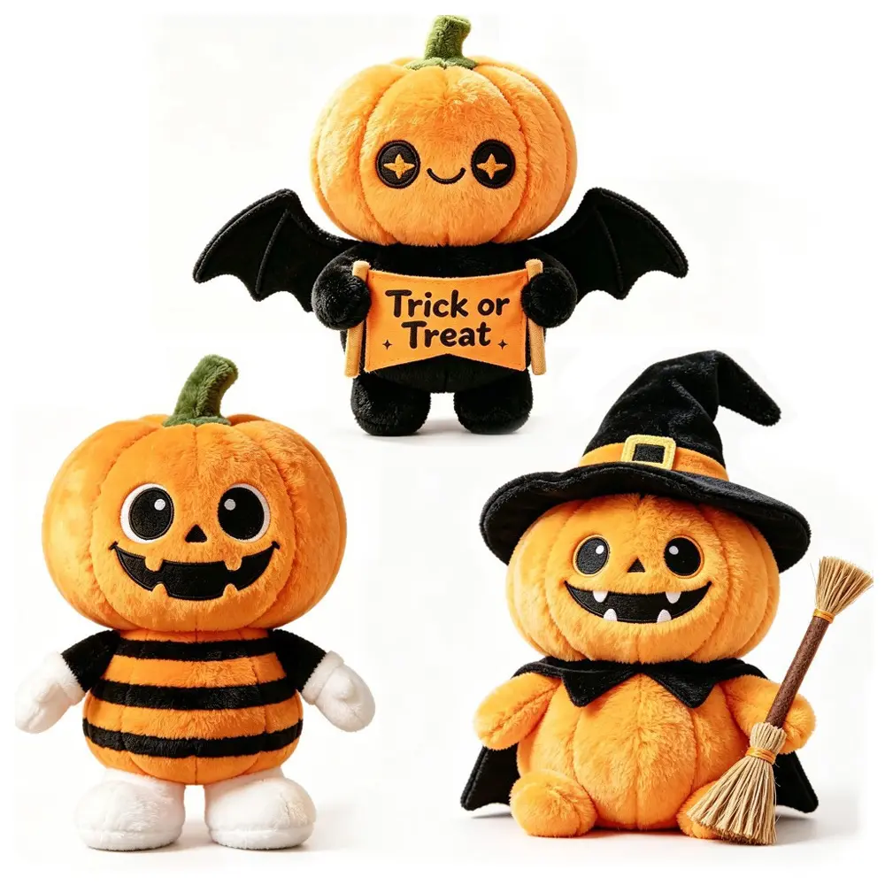Cute Halloween Pumpkin Plush Toy - Jack-o'-lantern Stuffed Doll, Trick Or Treat Home Decor, Kids' Halloween Gift