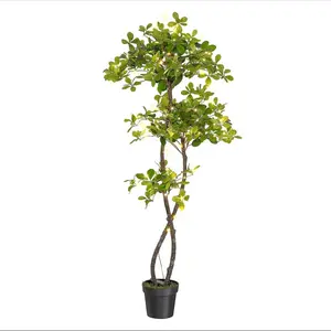 Artificial Plants Indoor, Olive Tree with LED Lights Tall Fake Plants in Plastic Nursery Pot Fake Tree Artificial Trees for Home Decor Office Living Room