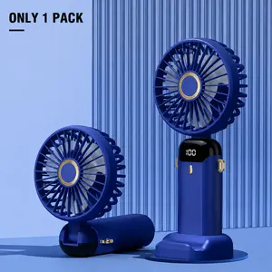 Portable Rechargeable High Speed Handheld Fan, Mini Foldable USB Summer Fan with Digital Display, Indoor Outdoor Daily Cooling for Office & Students, Universal Battery Powered Desk Cooling Fan, Long Endurance Compact Birthday Holiday Gift Accessory
