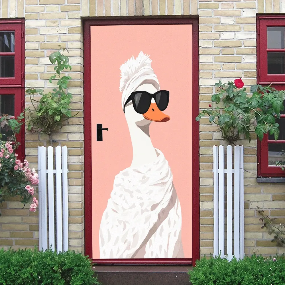 2pcs Fashion Cool Duck Wall Stickers Creative Home Decor Self-Adhesive Removable Bedroom Living Room Kids Room Wall Decor Cartoon Animal Funny Wall Decals Art Decorations