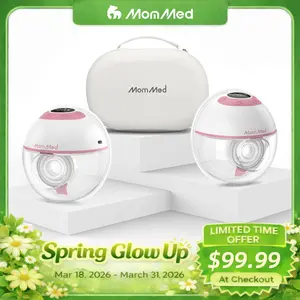 MomMed  M21 Luma Built-In Night Light Breastfeeding Pump, Upgraded Hands-Free Wearable Breast Pump, 150ml Nursing Cup With 17/19/21/24mm Flange Insert, 4 Modes & 12 Suction Levels,  27mm Portable Electric Pump