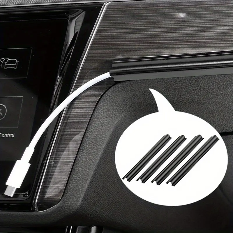 4pcs Car Charging Data Cable Arrangement Harness Car Interior Cable Line Sleeve Protector Universal Hidden Wire Cover