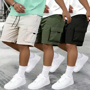 3-pack of summer shorts for men with a fashionable and lightweight design featuring a black mark, perfect for training and gym sports.