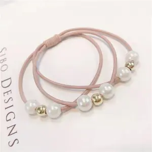 1 Gift Pink Hair Tie with Pearl Accents Perfect for Friends & Holiday Gifts in Assorted Colors