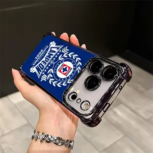 Mexico Blue Cross Football Club Pattern  Design Aesthetic Electroplated TPU Casing For iphone 17 16 15 14 13 12 11 PRO PLUS MAX AIR L1702 Four Corners Anti-Fall Transparent Casual Soft Silicone Drop Protector Vintage unique Anti-scratch Phone Cases