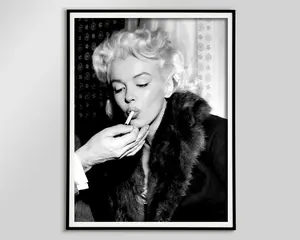 [Sale off up to 65%] [No frame, Free Ship] Marilyn Monroe Smoking in Party Print, 1950s, Black and White, Vintage Movie Poster, Old Hollywood Decor, Printable Wall Art, Retro Poster (No Framed)
