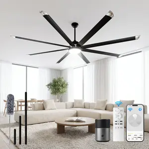 NORTHSKY 96/120 Inch Industrial Ceiling Fan with Light, Smart Remote/App/Voice Control, Commercial Ceiling Fans with 8 Aluminum Blades Reversible for Garage Gym Shop Large Room