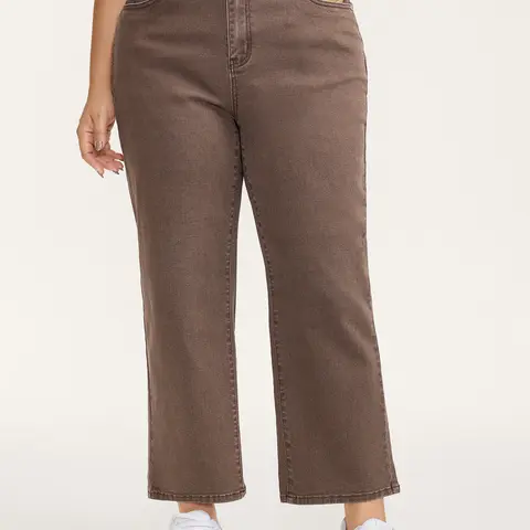 BloomChic Classic High-Rise Cropped Straight-Leg Jeans 【M-6XL】