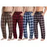 (4-Pack) Men's Cotton Knit Flannel Plaid Lounge Pajama Pants