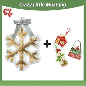 4ps Snowflake Lantern + Christmas Ornament  Holiday Decorations & Hanging Ornaments Snowflake Lantern with Double-Sided Mirror Light Strip Christmas Ornaments for Indoor & Outdoor Use