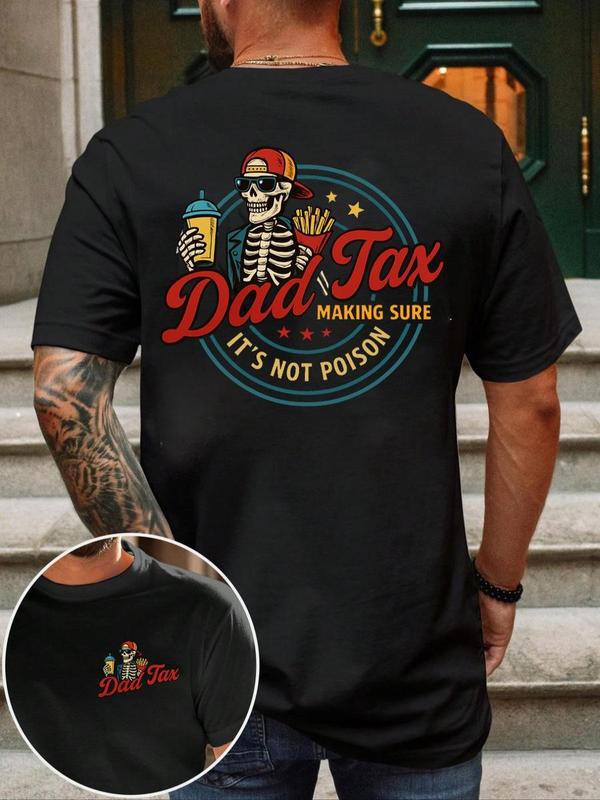 Men's Regular Fit Skeleton Print Round Neck Tee, Casual Short Sleeve Crew Neck T-shirt for Summer, Fashion Men's Top for Daily Wear, Tropical